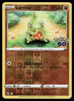 Pokemon Cards Larvitar 037/078 Reverse Holo Pokemon GO NM - Image 1