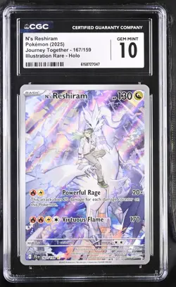 Pokemon N's Reshiram 167/159 Illustration Rare Journey Together - CGC 10 - Image 1