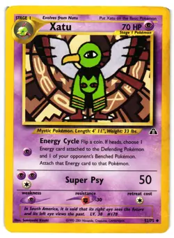 Pokemon TCG Xatu 52/75 Neo Discovery Regular Unlimited Uncommon DMG - Image 1