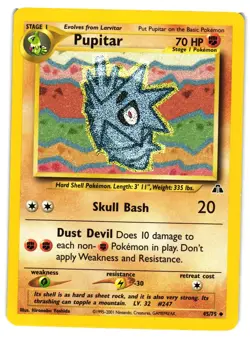Pokemon TCG Pupitar 45/75 Uncommon Neo Discovery Unlimited LP - Image 1