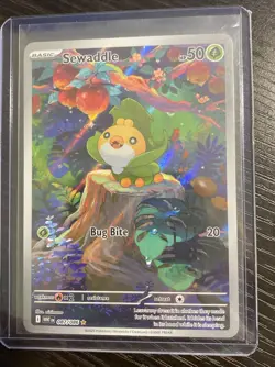 Pokemon Card Sewaddle 087/086 English White Flare Illustration Rare Near Mint - Image 1