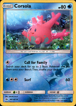 Corsola 36/149 Reverse Holo | Sun & Moon | Pokemon Card - Image 1