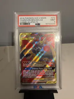 Charizard & Braixen Tag Team GX FA 212/236 - Cosmic Eclipse Pokemon TCG- PSA 9 - Image 1