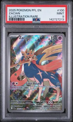 Zacian ~ 2025 Pokemon Phantasmal Flames Illustration Rare #100/094 ~ PSA 9 MINT - Image 1