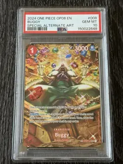 2024 One Piece Op06-Wings Of The Captain Buggy SP Alt Art PSA 10 GEM MT #008 - Image 1