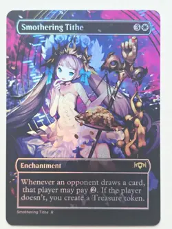 Waifu style Smothering Tithe 01 Foil-Altered Art Custom MTG Enchantment - Image 1