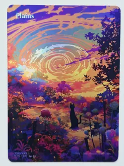 Ink painting style Cat Plains By LV 01 Foil-Altered Art Custom MTG Basic Land - Image 1