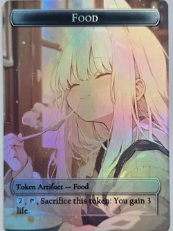 Waifu style Food Token 01 Foil-Altered Art Custom MTG Token Artifact - Image 1