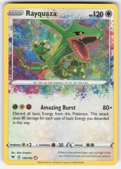 Rayquaza 138/185 Amazing Rare Vivid Voltage Pokemon Holo Near Mint - Image 1