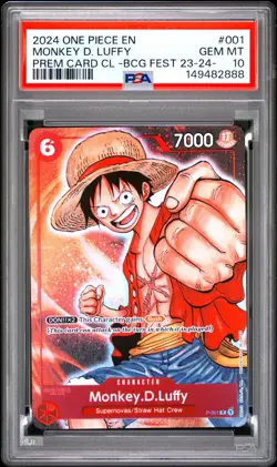 Monkey.D.Luffy P-001 PSA 10 Premium Card Collection BANDAI CARD GAMES Fest 23-24 - Image 1