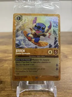 Stitch Carefree Snowboarder Winterspell *(Sealed)* Glimmer Foil Promo Lorcana - Image 1