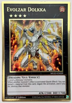 MGED-EN029 Evolzar Dolkka - Premium Gold Rare 1st Edition Near Mint YuGiOh Card - Image 1