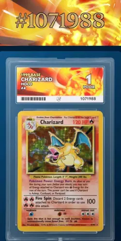 Charizard Base Set 4/102 Pokemon Card Ace 1 not PSA - Image 1
