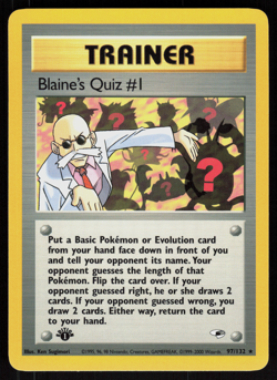 Pokemon Blaine's Quiz #1 97/132 Gym Heroes Rare 1st Edition Near Mint - Image 1