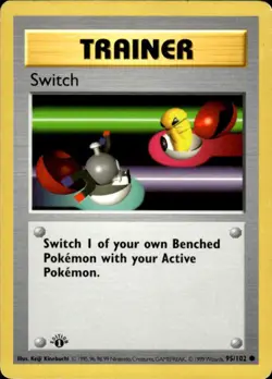 Pokemon Switch 95/102 Base Set Common 1st Edition Moderately Played - Image 1