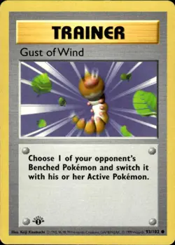 Pokemon Gust of Wind 93/102 Base Set Common 1st Edition Lightly Played - Image 1