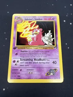Sabrina's Slowbro 60/132 Pokemon TCG Gym Heroes 1st Edition NM Vintage 2000 1 - Image 1