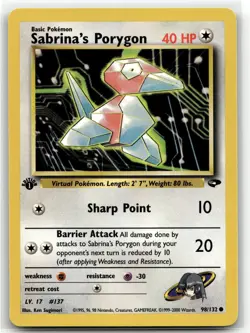 Sabrina's Porygon 98/132 Common Gym Challenge Pokemon 1st Edition NM/M - Image 1