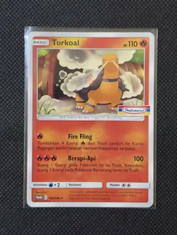 [NM] Torkoal 160/SM-P| Limited Pokemon Promo Indomaret Stamped Indonesian - Image 1