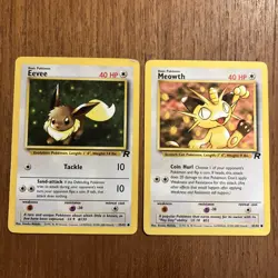 Eevee & Meowth 62/82 55/82 Team Rocket- Regular Common- MP Vintage Cute Pokemon - Image 1