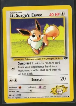 Pokemon Lt. Surge's Eevee 51/132 Gym Challenge Uncommon Regular Unlimited LP - Image 1