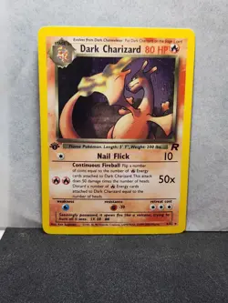 Pokemon TCG Dark Charizard Team Rocket 4/82 Holo 1st Edition Holo Rare DAMAGED - Image 1