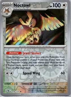 Pokemon TCG Noctowl 078/131 Prismatic Evolutions Rev Holo NM - Image 1