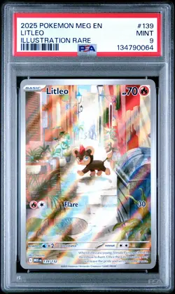 2025 POKEMON MEG EN-MEGA EVOLUTION ILLUSTRATION RARE #139 LITLEO PSA 9 - Image 1