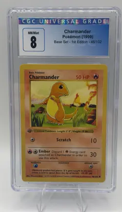 Charmander Pokemon Base Set 1st Edition #46 CGC 8 NM-Mint **Read Description** - Image 1