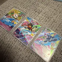 Pokemon First Partner Illustration Collection Gen 7 Litten Rowlet Popplio Set NM - Image 1