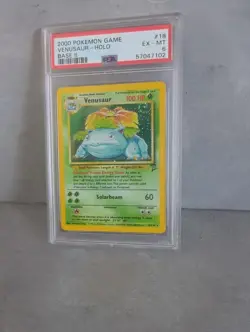 2000 Pokemon Game Venasaur Base Set 2 Holo PSA 6 With Swirl - Image 1