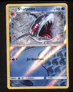 Sharpedo 28 Rare Pokemon Guardians Rising 145 Reverse Holo 2017 - Image 1