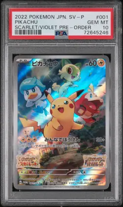 2022 POKEMON JAPANESE SV PROMO SCARLET & VIOLET PRE-ORDER #001 PIKACHU PSA 10 - Image 1