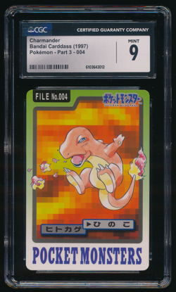 CHARMANDER CGC 9 #004 Bandai Carddass Series 3 Vintage Japanese Pokemon - Image 1