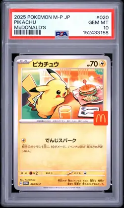 2025 POKEMON JAPANESE M-P PROMO MCDONALD'S #020 PIKACHU PSA 10 - Image 1