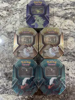 Pokemon TCG Triple Whammy Tin Set Collector Tins Set of 5 - Image 1