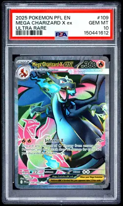 2025 POKEMON PFL EN-PHANTASMAL FLAMES ULTRA RARE #109 MEGA CHARIZARD X EX PSA 10 - Image 1