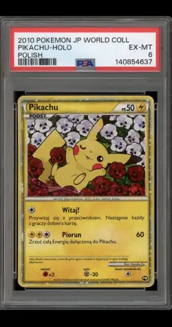 Pokemon Pikachu World Coll. POLISH JP Holo PSA 6 - Image 1