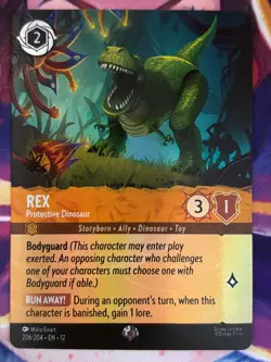 Rex Protective Dinosaur 206/204 EPIC Disney Lorcana Wilds Unknown Card - Image 1