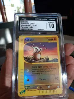 Cubone cgc 10 GEM MINT REVERSE HOLO Skyridge 2002 E-Reader 72/144 psa Card CCG - Image 1