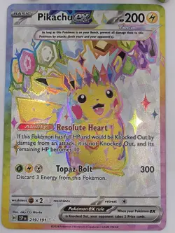 Pokemon Company Pikachu ex 219/191 SV08 Surging Sparks Ultra Rare FA Holo - Image 1