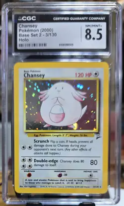 Chansey 2000 Pokemon Base Set 2 3/130 - Holo CGC NM/MINT+ 8.5 - Image 1