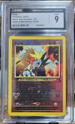Entei 2001 Pokemon Black Star Promo 34 CGC MINT 9 - Image 1