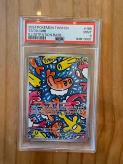 2024 POKEMON TWM EN-TWILIGHT MASQUERADE ILLUSTRATION RARE #186 TATSUGIRI PSA 9 - Image 1
