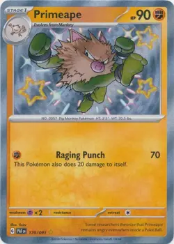 Primeape - 170/091 Shiny Rare Paldean Fates Pokemon TCG - Image 1
