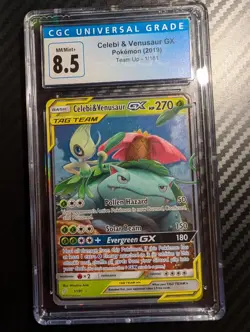 2019 Pokemon Team Up Celebi & Venusaur GX #1/181 Holo CGC 8.5 - Image 1