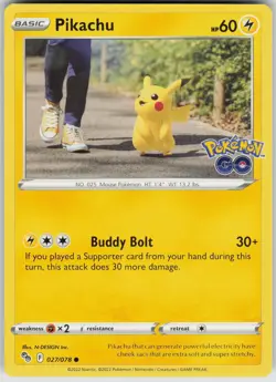 Pikachu 027/078 Common Pokemon GO Pokemon Near Mint - Image 1