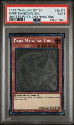 Dark Magician Girl Yugioh 2022 GFP2-EN177 Ghost Rare 1st Edition PSA 9 - Image 1