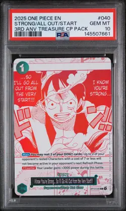 GRADED ONE PIECE 3RD ANNIVERSARY! ONE PIECE TREASURE CAMPAIGN PACK LUFFY PSA 10 - Image 1