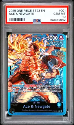 One Piece - Ace & Newgate Starter Deck ST22-001 - Ace & Newgate Leader - PSA 10 - Image 1
